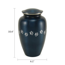 Load image into Gallery viewer, At Peace Memorials Classic Paws Blue Large Pet or Family Pet Urn
