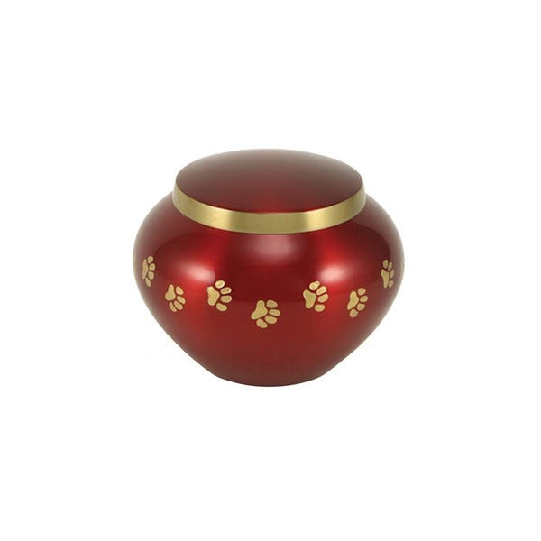 Small/Keepsake Red Brass Quest Funeral Cremation Urn, 25 cubic inches