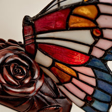 Load image into Gallery viewer, Multi-colored Blue Butterfly Corded Lamp Keepsake Funeral Cremation Urn for Ashes
