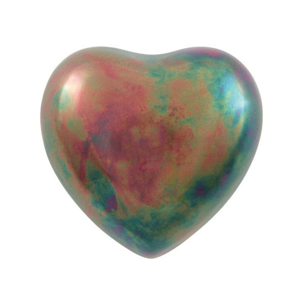 Small/Keepsake Stainless Steel Raku Heart Funeral Cremation Urn - 3 Cubic Inches