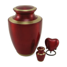 Load image into Gallery viewer, Keepsake Brass Red Funeral Cremation Urn for Ashes, 5 Cubic Inches
