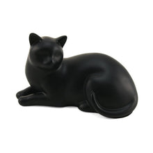 Load image into Gallery viewer, Small/Keepsake Black Cozy Cat Resin Funeral Cremation Urn, 25 Cubic Inches
