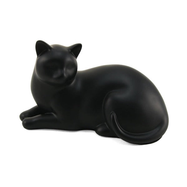 Small/Keepsake Black Cozy Cat Resin Funeral Cremation Urn, 25 Cubic Inches