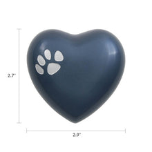 Load image into Gallery viewer, Small/Keepsake Blue Brass Quest Heart Funeral Cremation Urn, 3 cubic inches
