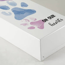 Load image into Gallery viewer, At Peace Memorials Shadowbox Remembrance Paw Prints Purple
