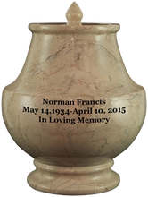 Load image into Gallery viewer, Large/Adult Triton Cream Colored Cameo Marble Funeral Cremation Urn

