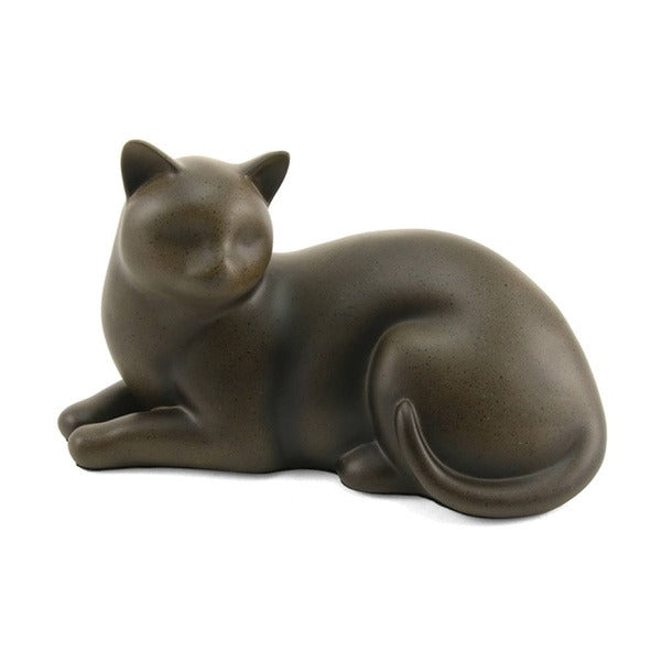 Small/Keepsake Sable Cozy Cat Resin Funeral Cremation Urn, 25 Cubic Inches