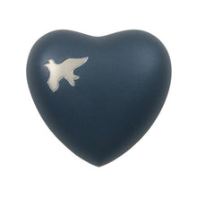 Load image into Gallery viewer, At Peace Memorials Heart Keepsake Brass Blue Cremation Urn 3 Cubic Inches

