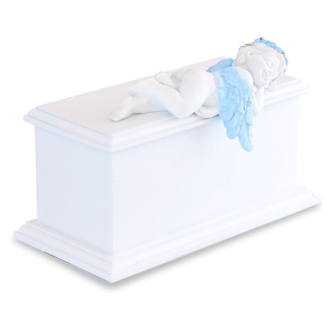 Small/Keepsake 80 Cubic Inches Blue Resting Angel Infant Funeral Cremation Urn for Ashes