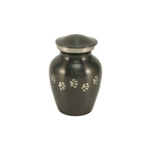 Load image into Gallery viewer, Small/Keepsake Slate Brass Paw Print Cremation Urn, 25 cubic inches
