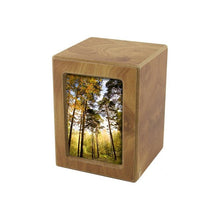 Load image into Gallery viewer, Small/Keepsake Wood Funeral Cremation Urn for Ashes with photo, 40 Cubic Inches
