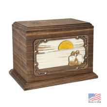 Load image into Gallery viewer, Large/Adult 210 Cubic Inches 3D Sunset Wood Funeral Cremation Urn for Ashes
