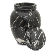 Load image into Gallery viewer, Large/Adult 200 Cubic Inches Vigil Black Stone Funeral Cremation Urn for Ashes
