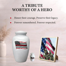 Load image into Gallery viewer, At Peace Memorials Firefighter White Keepsake Urn for Ashes
