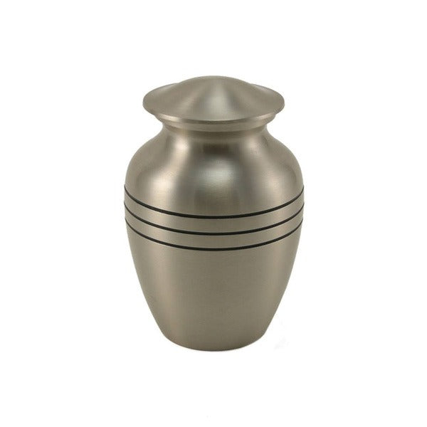 Solid Brass Classic Pewter Color Child/Pet Funeral Cremation Urn, 40 Cubic Inch