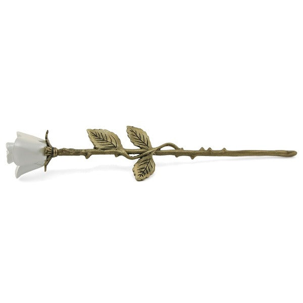 New, Solid Brass White Threaded Rose Keepsake Funeral Cremation Urn For Ashes