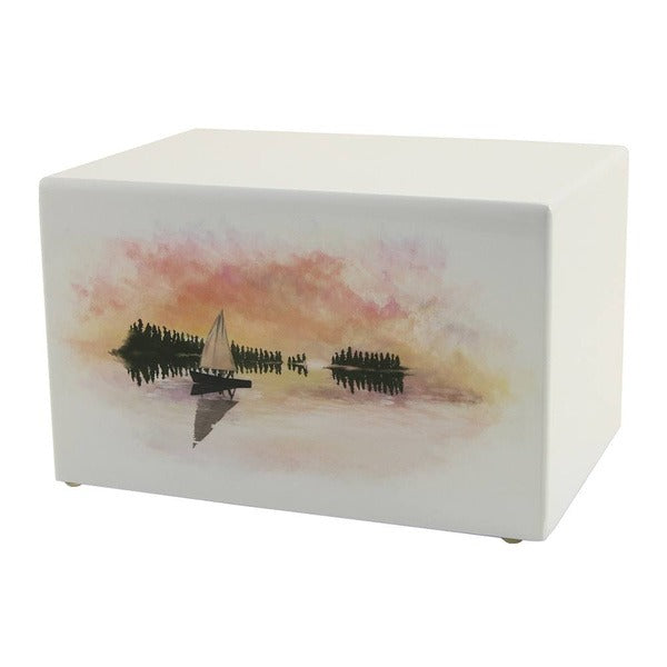 Large/Adult Somerset Sailboat Box Funeral Cremation Urn for Ashes 200 Cubic Inch