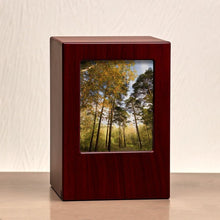 Load image into Gallery viewer, Wood Adult 200 Cubic Inch Funeral Cremation Urn for Ashes with photo
