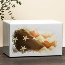Load image into Gallery viewer, Large/Adult American Flag Box Funeral Cremation Urn for Ashes, 200 Cubic Inches
