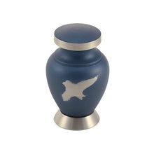 Load image into Gallery viewer, At Peace Memorial Brass Blue Keepsake Cremation Urn for Ashes 5 Cubic Inch
