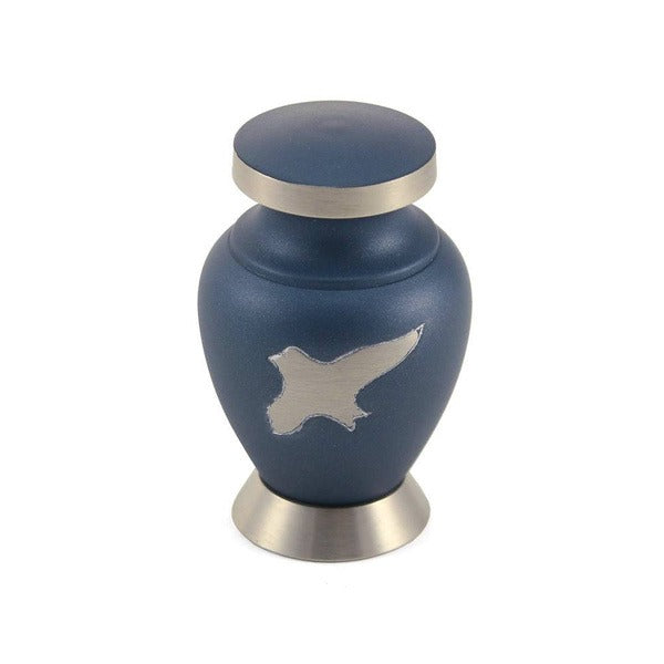 At Peace Memorial Brass Blue Keepsake Cremation Urn for Ashes 5 Cubic Inch