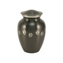Load image into Gallery viewer, Small/Keepsake Slate Brass Paw Print Cremation Urn, 85 cubic inches

