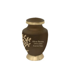 Load image into Gallery viewer, Small/Keepsake 4 Cubic Inches Solace Tree Brass Funeral Cremation Urn
