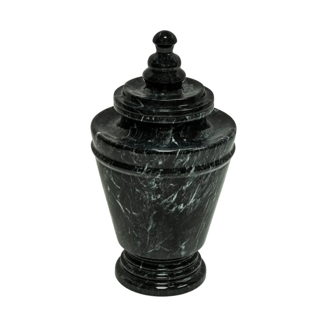 Small/Keepsake 15 Cubic Inches Trophy Ebony Marble Funeral Cremation Urn