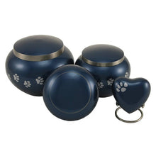 Load image into Gallery viewer, Small/Keepsake Blue Brass Quest Funeral Cremation Urn, 25 cubic inches
