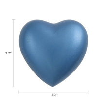 Load image into Gallery viewer, Blue Alloy &amp; Brass Heart Keepsake Funeral Cremation Urn for Ashes, 3 Cubic Inch
