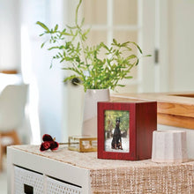 Load image into Gallery viewer, Wood Petite/Keepsake 25 Cubic Inch Funeral Cremation Urn for Ashes with photo
