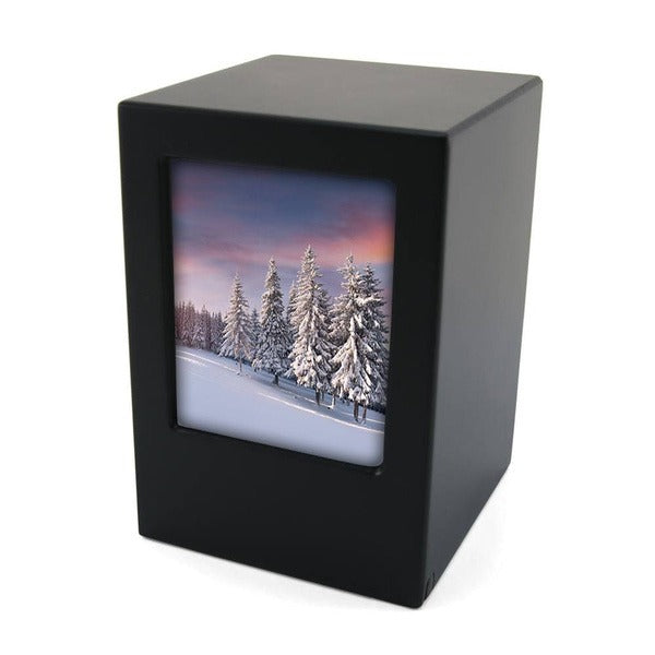 Wood Adult 200 Cubic Inch Funeral Cremation Urn for Ashes with photo