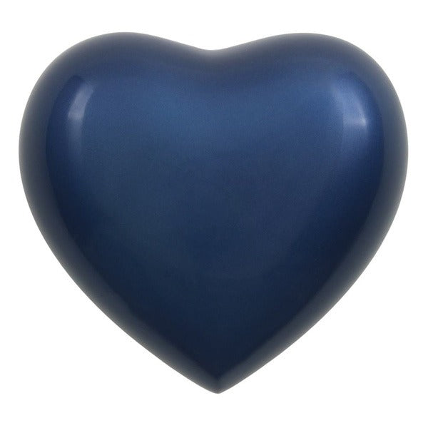 Small/Keepsake Blue Brass Arielle Heart Cremation Urn, 20 cubic inches