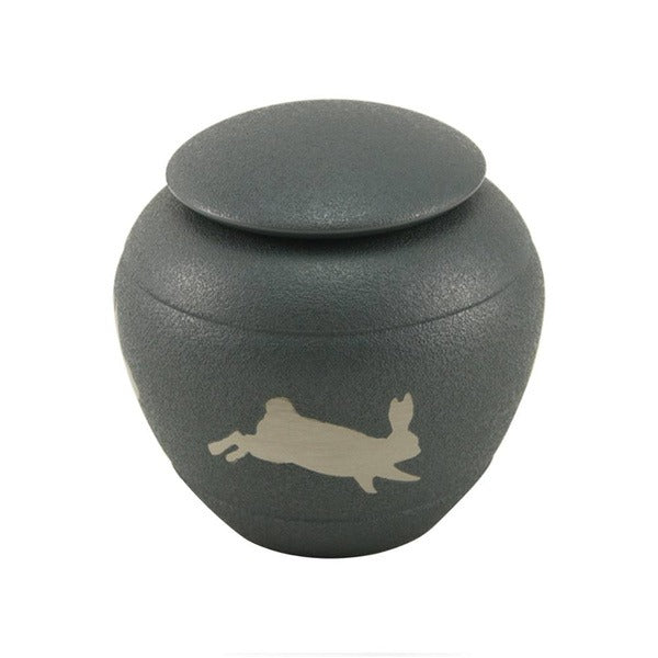 Small/Keepsake Brass Silhouette Rabbit Funeral Cremation Urn, 30 cubic inches