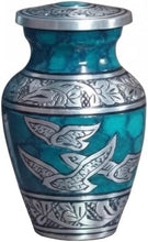 Load image into Gallery viewer, At Peace Memorials Dove Teal Keepsake Urn for Ashes
