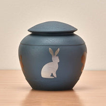 Load image into Gallery viewer, Small/Keepsake Brass Silhouette Rabbit Funeral Cremation Urn, 30 cubic inches
