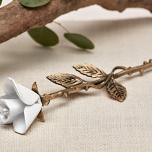 Load image into Gallery viewer, New, Solid Brass White Threaded Rose Keepsake Funeral Cremation Urn For Ashes
