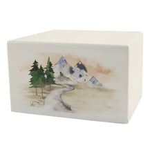Load image into Gallery viewer, Large/Adult Mountain Stream Wood Box Cremation Urn for Ashes 200 Cubic Inch
