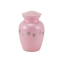 Load image into Gallery viewer, At Peace Memorials 40 Cubic Inches Extra Small Classic Paws Pearl Pink Pet Cremation Urn

