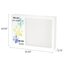 Load image into Gallery viewer, At Peace Memorials Shadowbox Remembrance Paw Prints Teal
