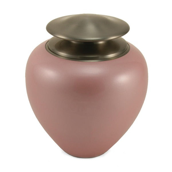 Adult 195 Cubic Inch Brass Pink Funeral Cremation Urn for Ashes