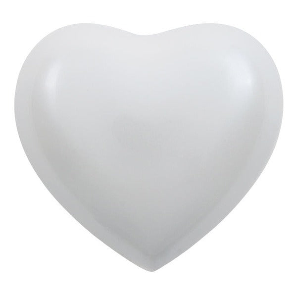 New Brass Pearl White Arielle Heart Funeral Cremation Urn w/stand,20 Cubic inch