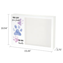 Load image into Gallery viewer, At Peace Memorials Shadowbox Remembrance Paw Prints Purple
