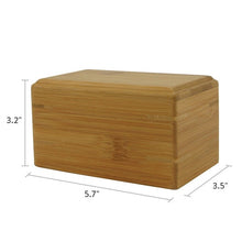Load image into Gallery viewer, Small/Keepsake Bamboo Box Funeral Cremation Urn for Ashes, 25 Cubic Inches
