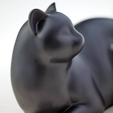 Load image into Gallery viewer, Small/Keepsake Black Cozy Cat Resin Funeral Cremation Urn, 25 Cubic Inches
