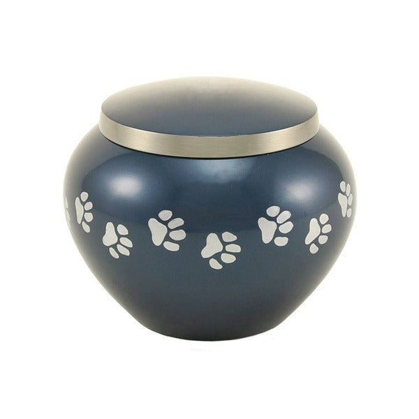 Small/Keepsake Blue Brass  Quest Funeral Cremation Urn, 40 cubic inches