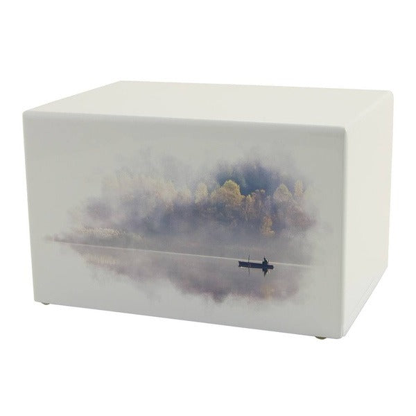 Large/Adult Calm Water Wood Box Funeral Cremation Urn for Ashes 200 Cubic Inches