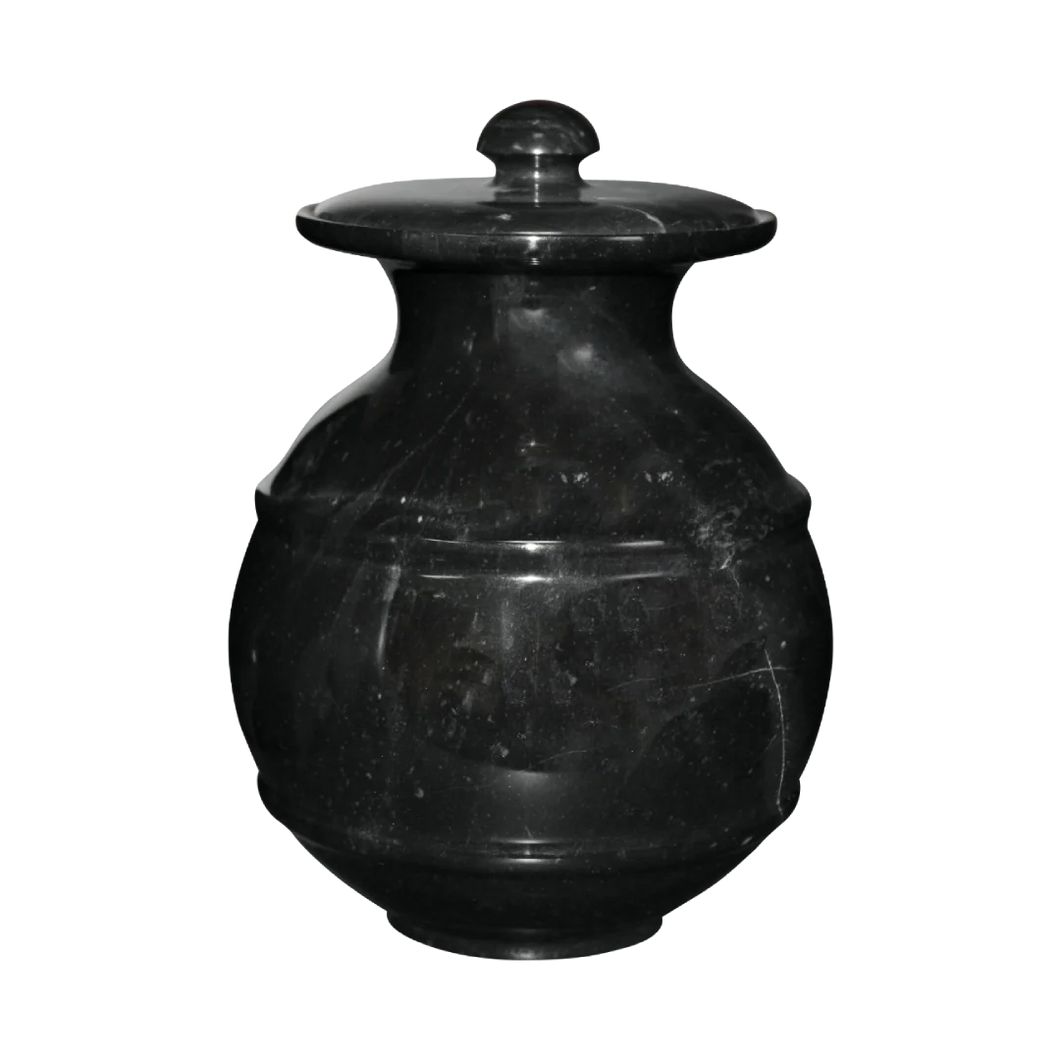 Avalon Ebony Black Colored Marble Funeral Cremation Pet Urn