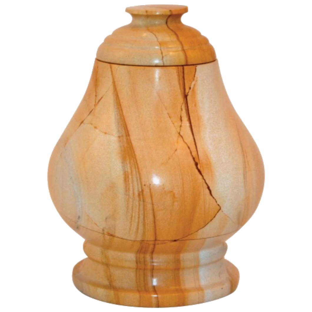 Small/Keepsake 15 Cu. Inch Equator Teak Color Solid Natural Marble Cremation Urn