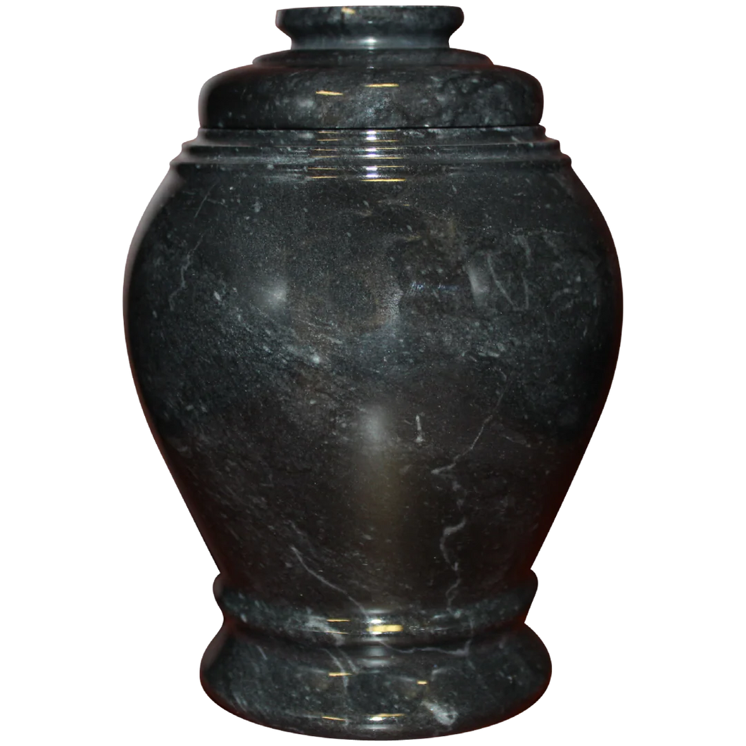Small/Keepsake 15 Cubic Inch Black Love Ebony Marble Funeral Cremation Urn